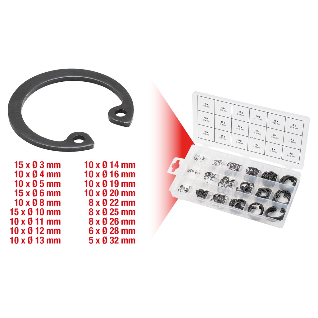 Caja con surtido anillos de retención interiores